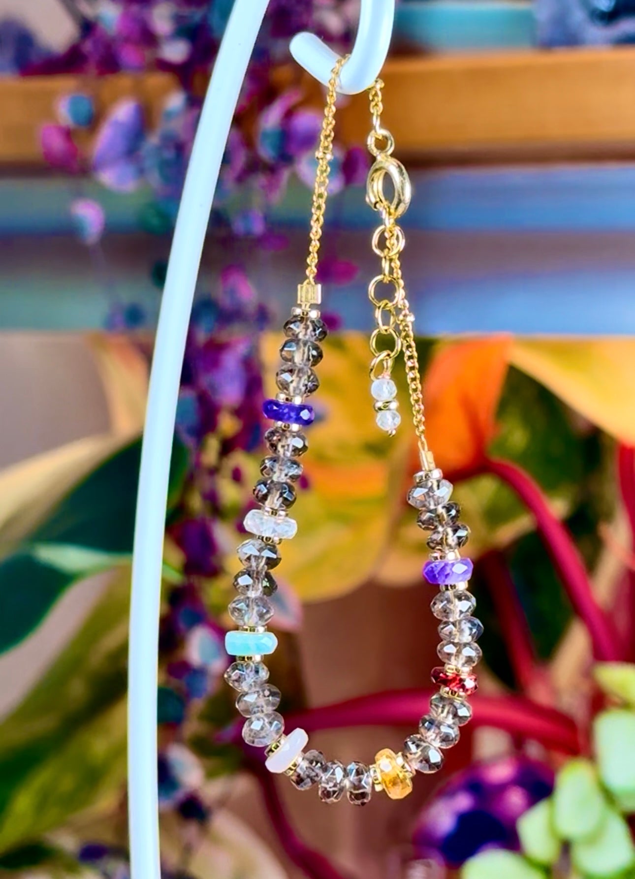 Gold Plated Smokey Quartz & Mixed Gem Bracelet