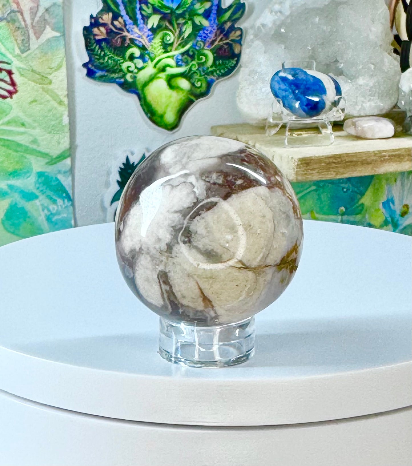 Blue Flower Agate Sphere