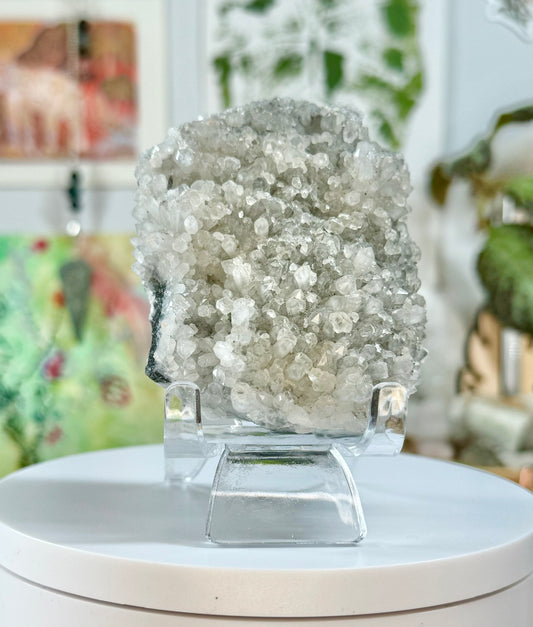 Calcite Raw Sugary Cluster with Black Mica