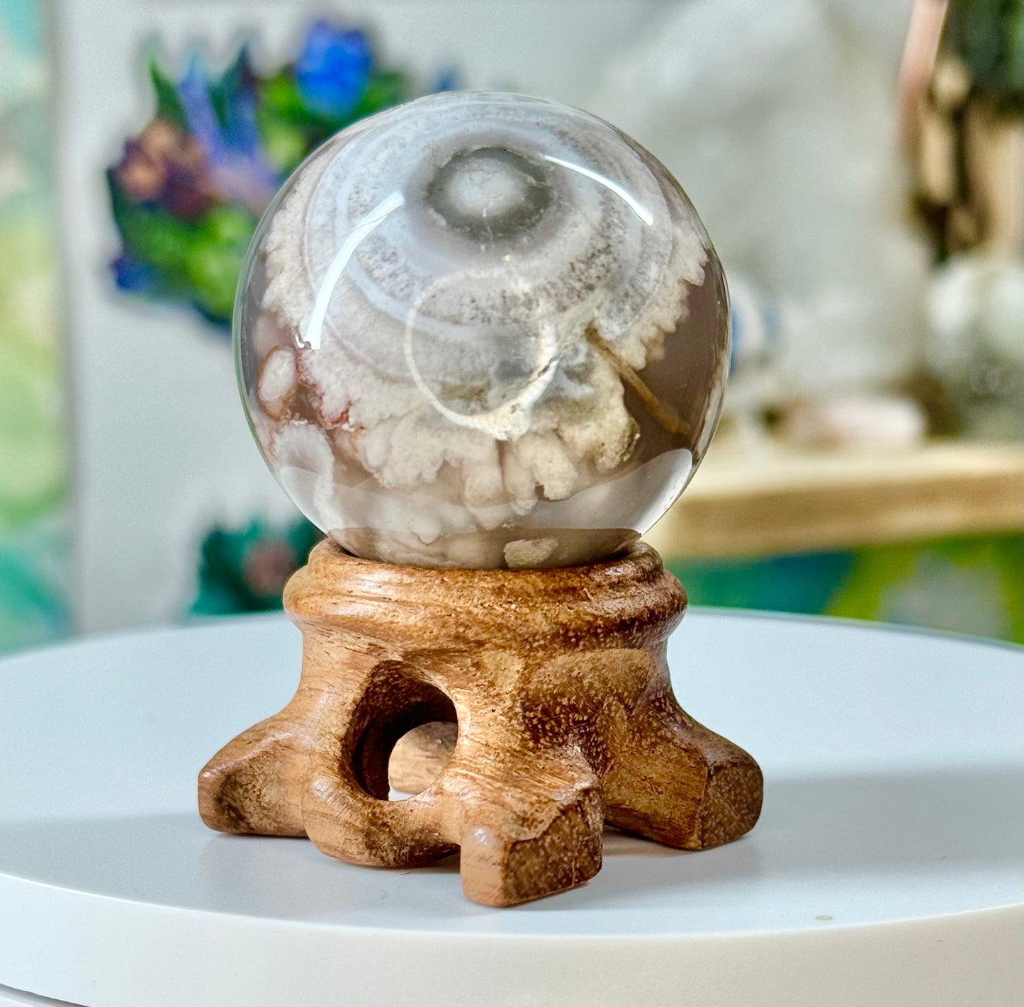 Blue Flower Agate Sphere