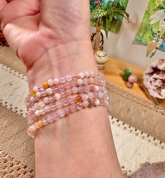 Pink Flower Agate Bracelets