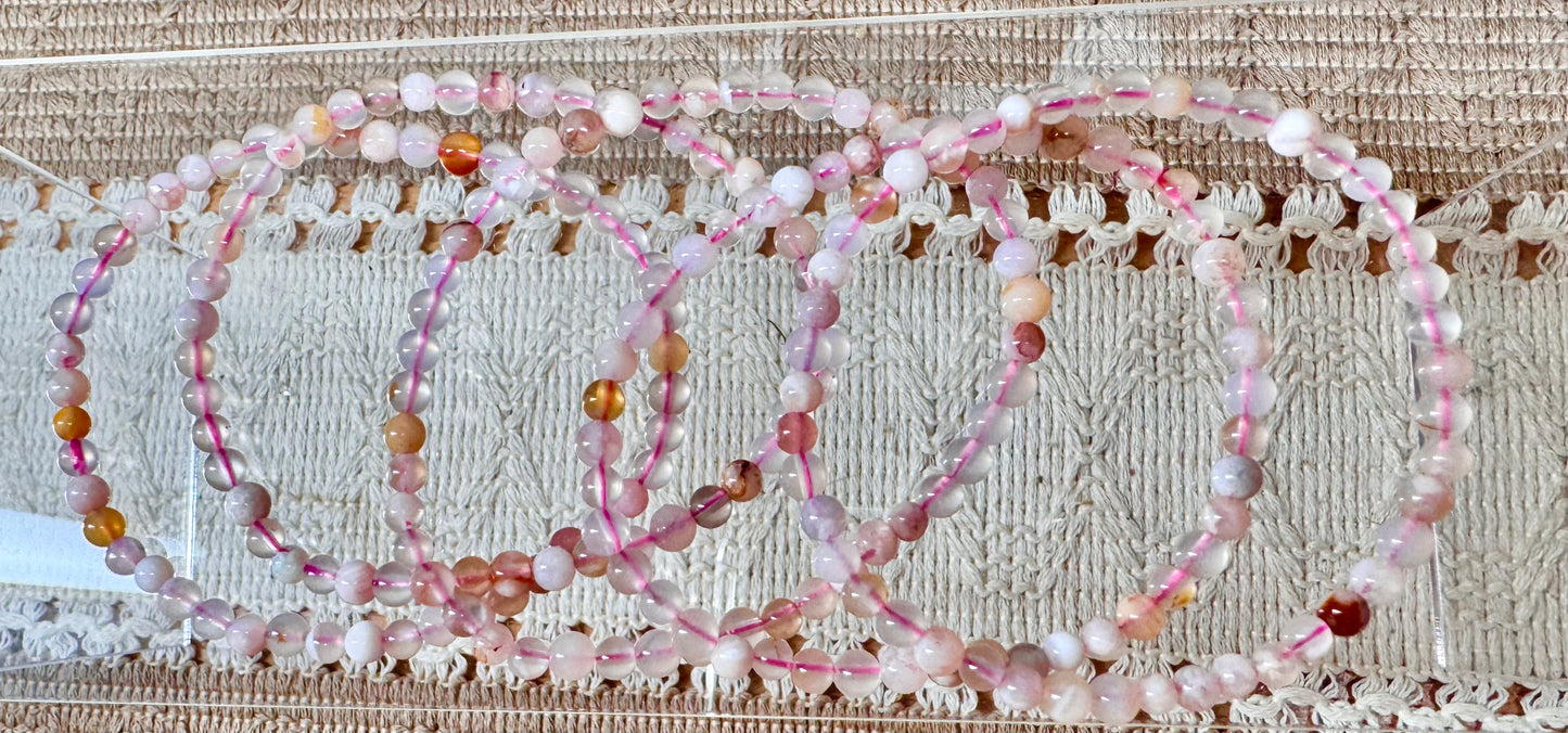 Pink Flower Agate Bracelets