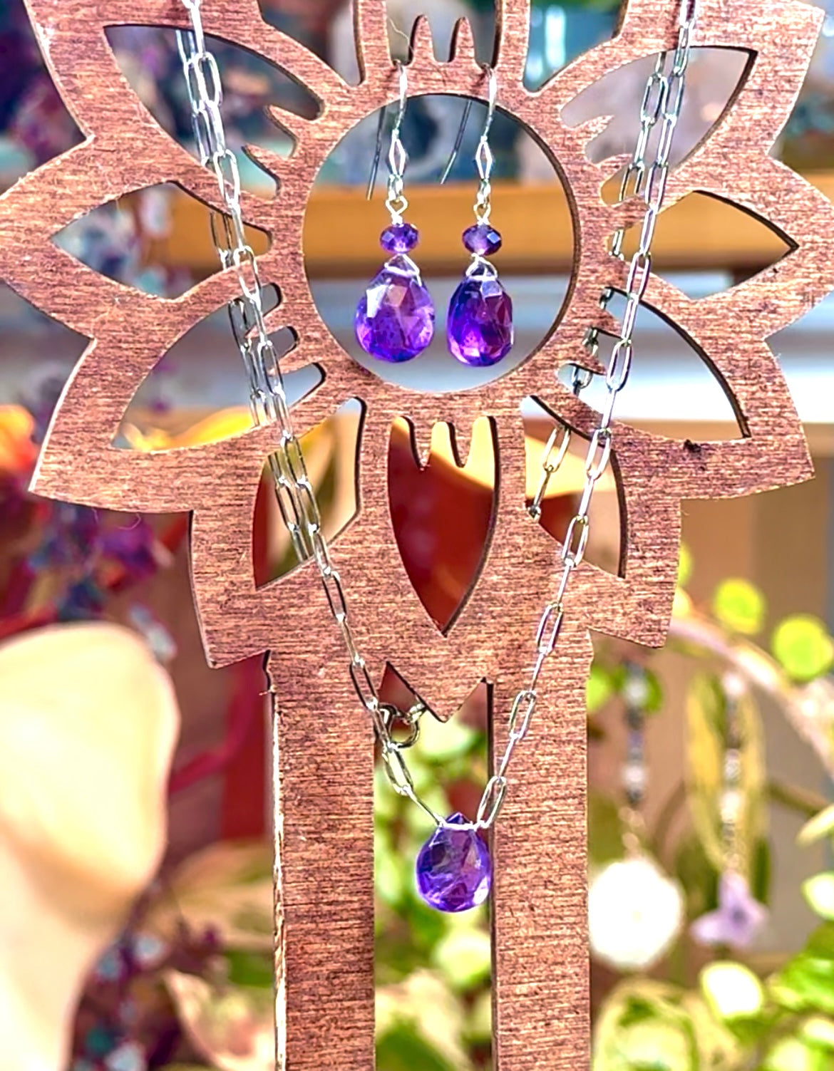 Amethyst Briolette Necklace and Earring Set