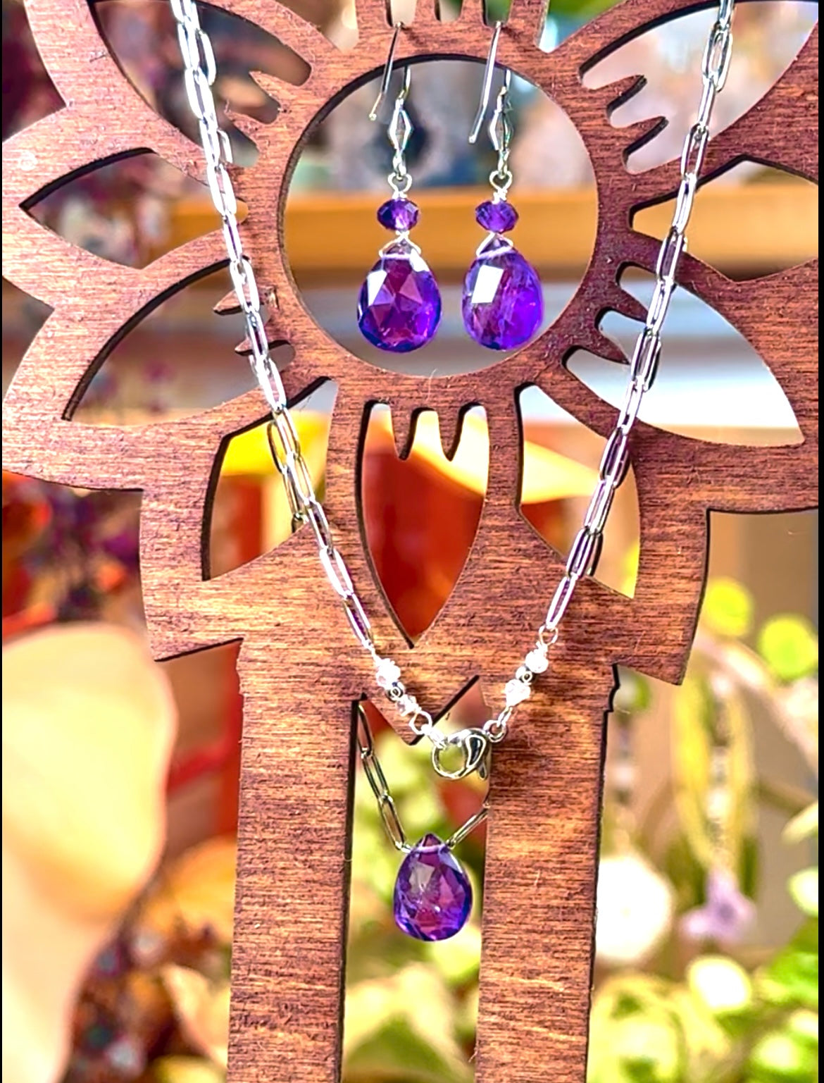 Amethyst Earrings and Necklace Set