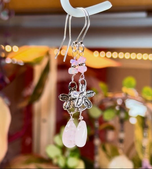 Morganite & Pink Opal 925 Earrings