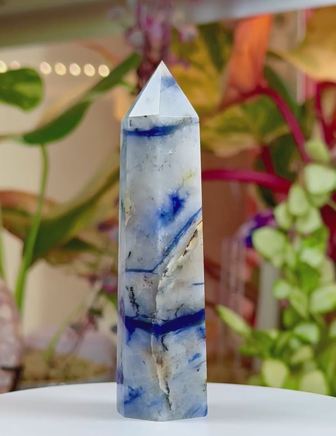 Blue Apatite in Quartz