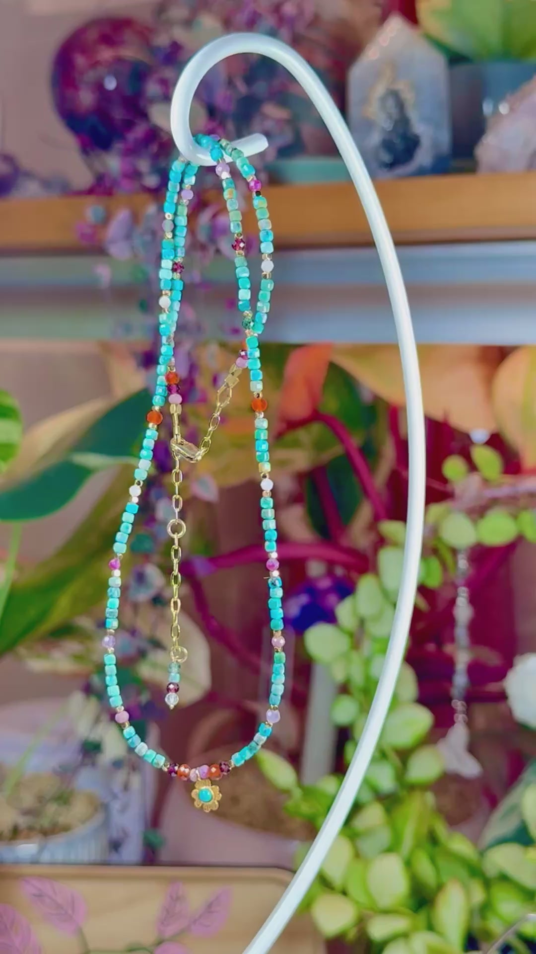 Mixed Gems and Turquoise Beaded Necklace
